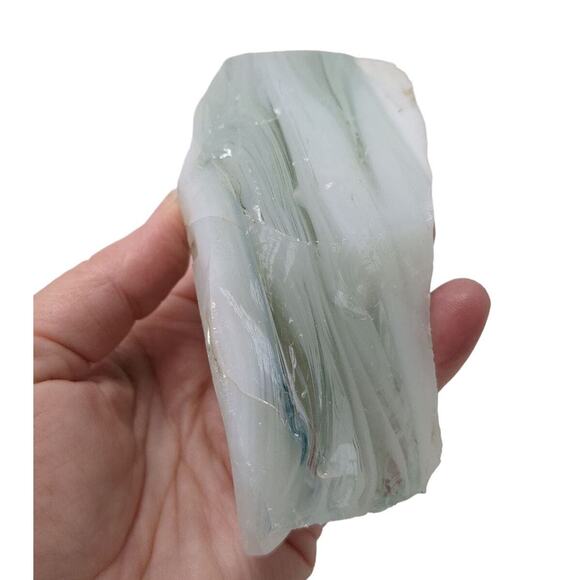 Clear White Infused Art Glass Cullet Glowing Manganese Slag Glass #4GX55 - Picture 5 of 6